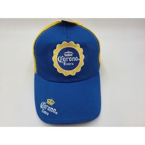 Corona Extra Cerveza Mexican Beer Mesh Trucker Snapback Hat Cap Men Blue Yellow